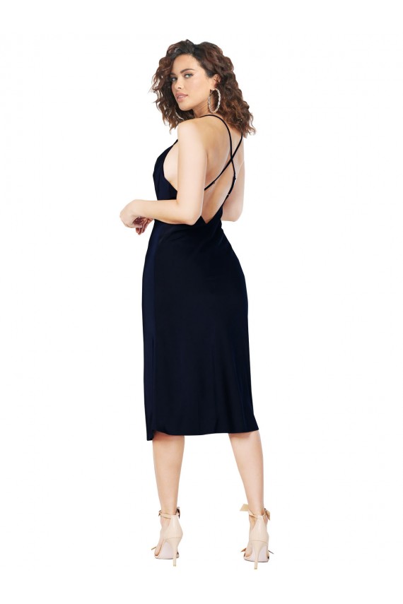 Discount Sleeveless Dark Navy Criss Cross Open Back A-Line Spaghetti Straps Prom Dress Canada