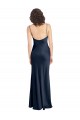 Discount Sleeveless Dark Navy Open Back A-Line Cowl Neck Black Tie Prom Dress Canada
