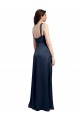 Discount Sleeveless Dark Navy Low Back A-Line Cowl Neck Prom Dress Canada