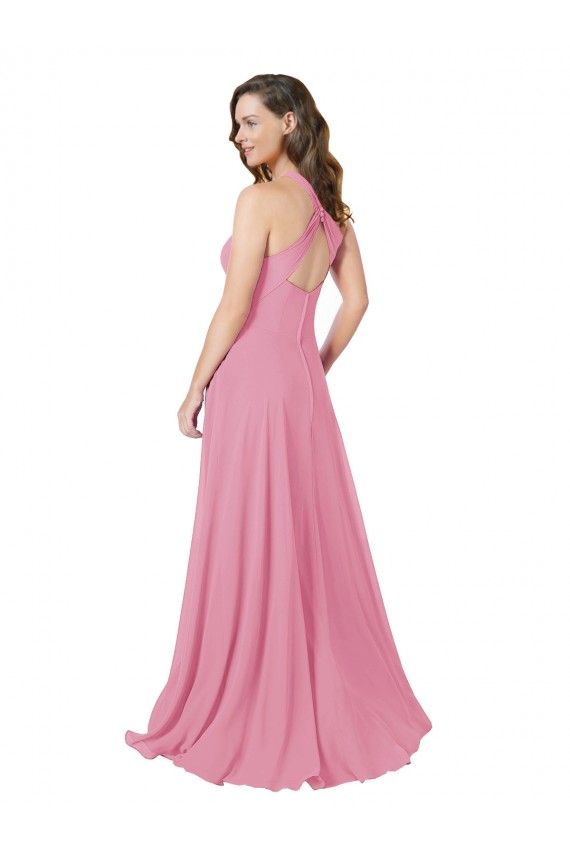 Discount Sleeveless Skin Pink Keyhole Back A-Line Halter Neck Prom Dress Canada