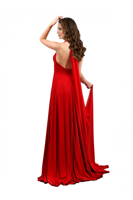 Discount Sleeveless Red Criss Cross Open Back A-Line Halter Neck Prom Dress Canada