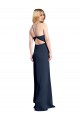 Discount Sleeveless Dark Navy Criss Cross Open Back A-Line Halter Neck Prom Dress Canada