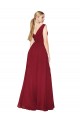 Discount Sleeveless Burgundy V-Back A-Line High Neck Soft Chiffon Prom Dress Canada