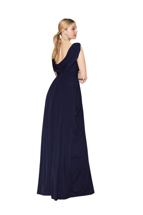 Discount Sleeveless Dark Navy A-Line High Neck Soft Chiffon Prom Dress Canada