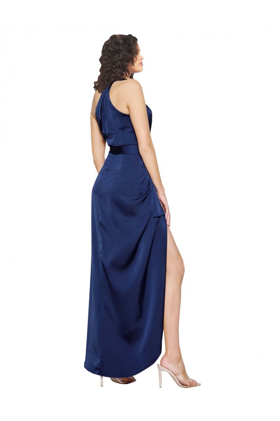 Discount Sleeveless Sapphire A-Line Halter Neck High Low Prom Dress Canada