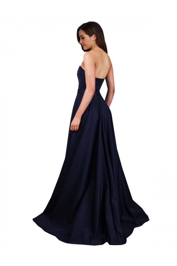 Discount Sleeveless Dark Navy Low Back A-Line Sweetheart Prom Dress Canada