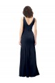 Discount Sleeveless Dark Navy V-Back A-Line High Neck Stretch Crepe Prom Dress Canada