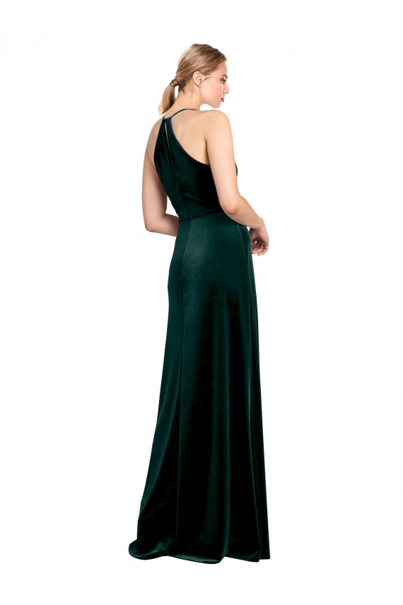 Discount Sleeveless Dark Green Keyhole Back A-Line Spaghetti Straps Prom Dress Canada