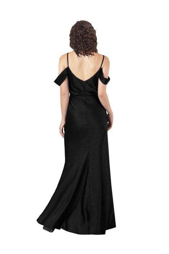 Discount Sleeveless Black Low Back A-Line Off the Shoulder Prom Dress Canada