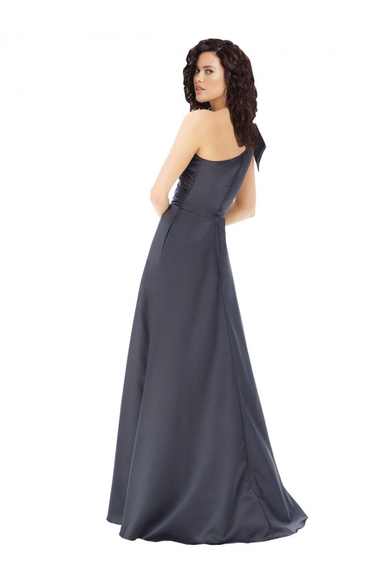 Discount Sleeveless Slate Grey A-Line Satin One Shoulder Prom Dress Canada