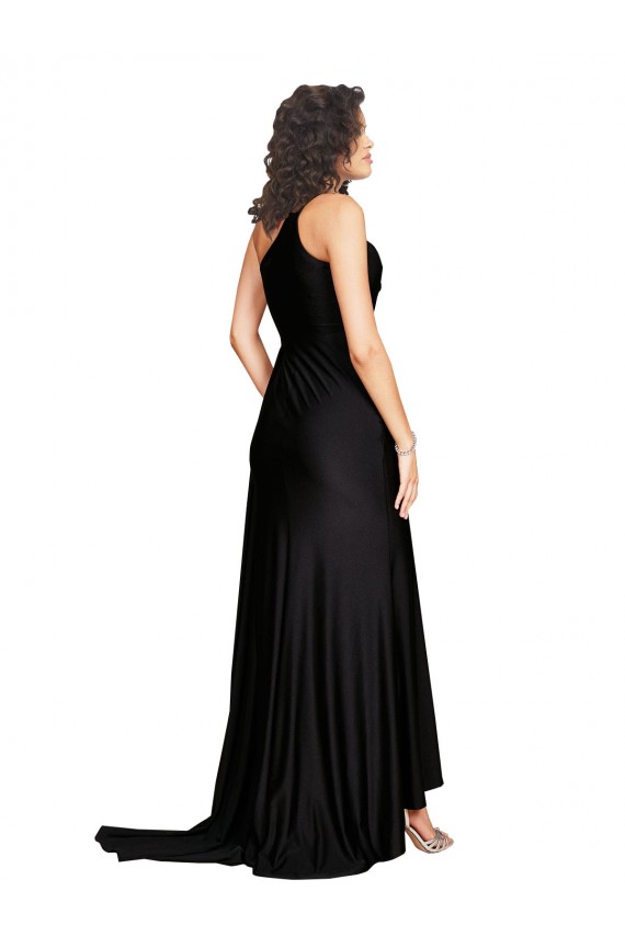 Discount Sleeveless Black A-Line One Shoulder Black Tie Prom Dress Canada