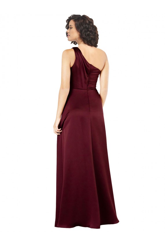 Discount Sleeveless Burgundy A-Line One Shoulder Silk like Satin Prom Dress Canada