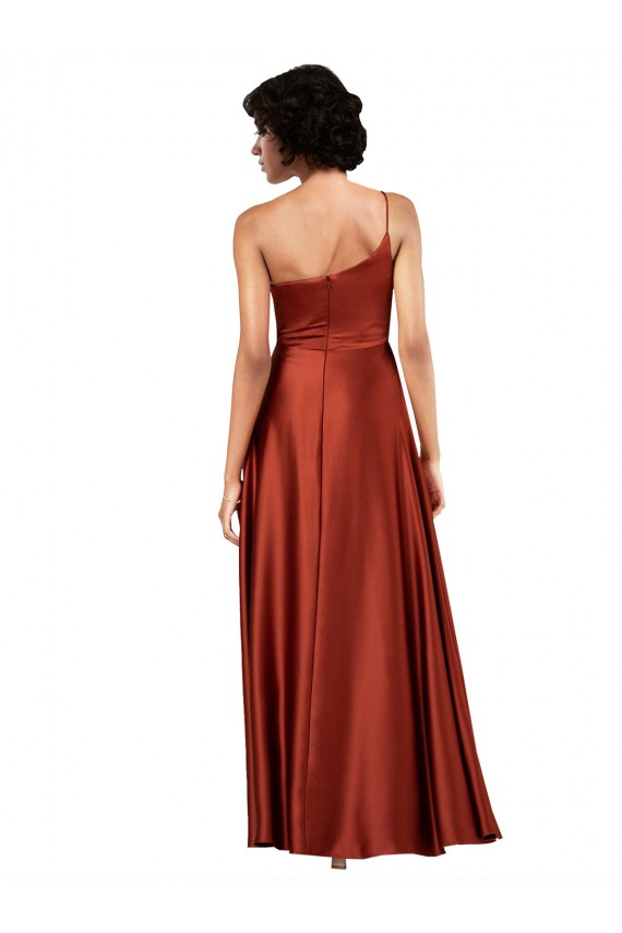 Discount Sleeveless Burnt Orange A-Line One Shoulder Black Tie Prom Dress Canada