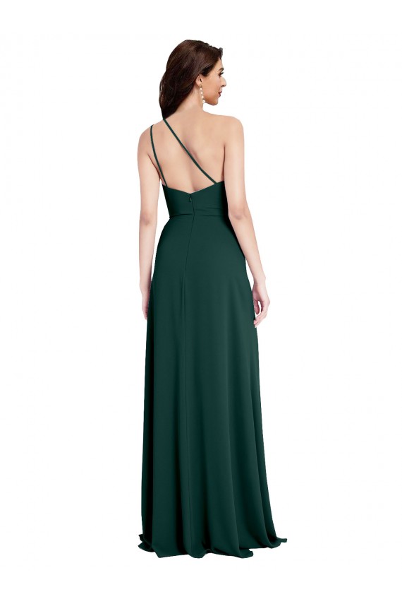 Discount Sleeveless Midnight Green Open Back A-Line One Shoulder Prom Dress Canada