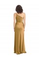 Discount Sleeveless Gold A-Line Stretch Satin One Shoulder Prom Dress Canada