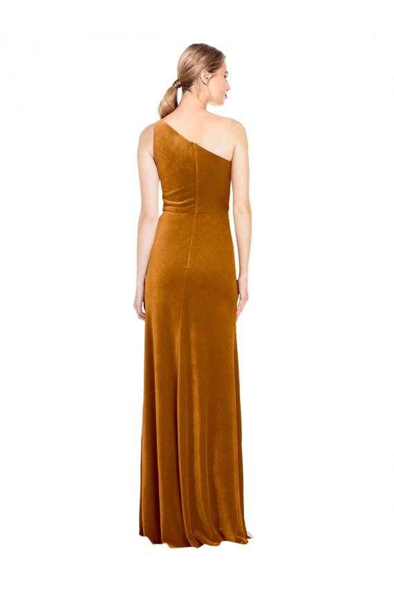 Discount Sleeveless Gold A-Line One Shoulder Prom Dress Canada