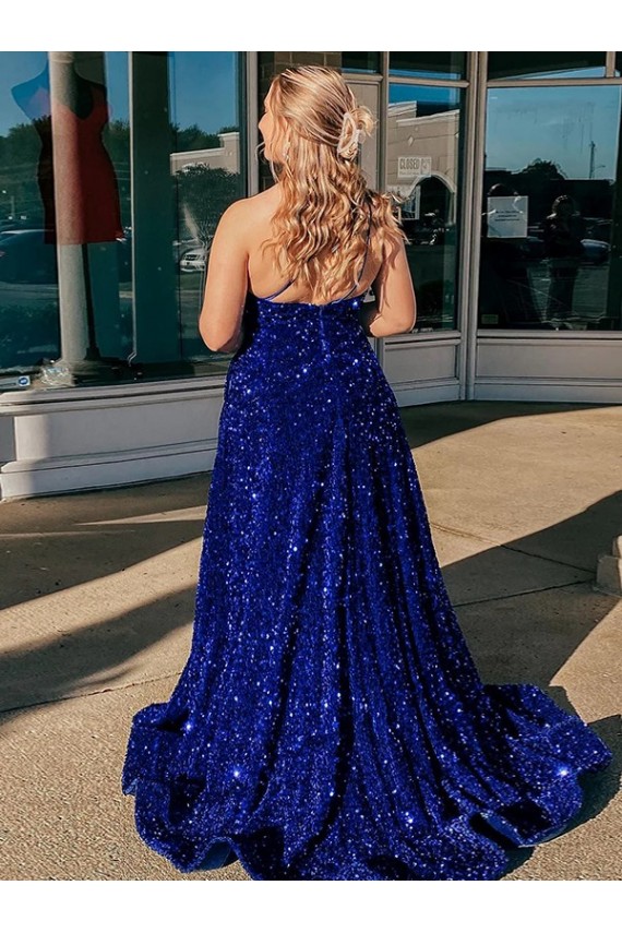 Discount Sleeveless Royal Blue A-Line One Shoulder Prom Dress Canada