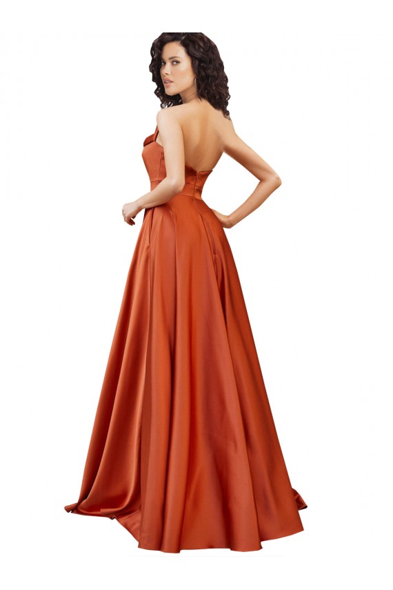Discount Sleeveless Burnt Orange Low Back A-Line Round Neck Prom Dress Canada