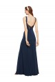Discount Sleeveless Dark Navy Low Back A-Line Round Neck Prom Dress Canada