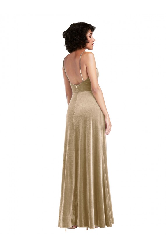 Discount Sleeveless Champagne Low Back A-Line Square Neck Prom Dress Canada