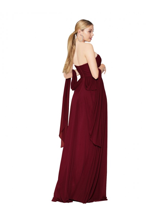 Discount Sleeveless Burgundy A-Line Soft Chiffon Sweetheart Prom Dress Canada
