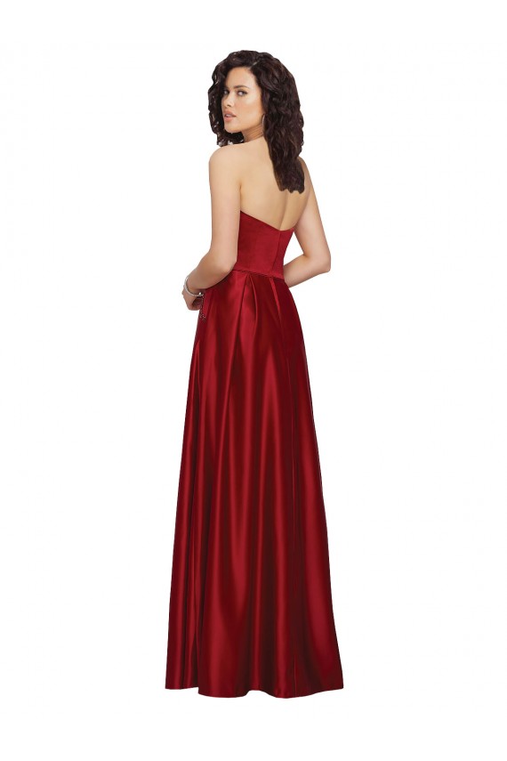 Discount Sleeveless Dark Red A-Line Strapless Prom Dress Canada