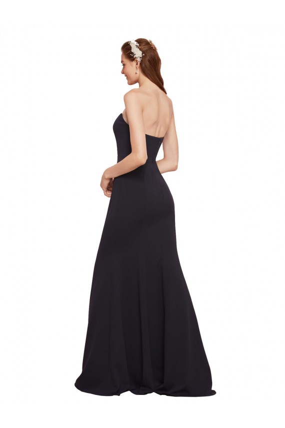 Discount Sleeveless Dark Navy Low Back A-Line Strapless Prom Dress Canada