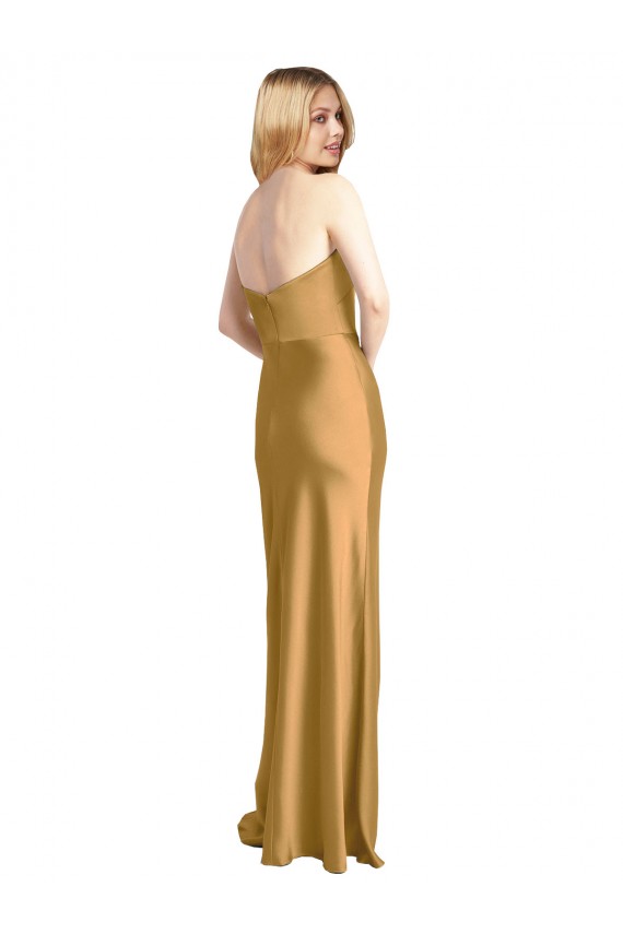 Discount Sleeveless Gold A-Line Strapless Prom Dress Canada