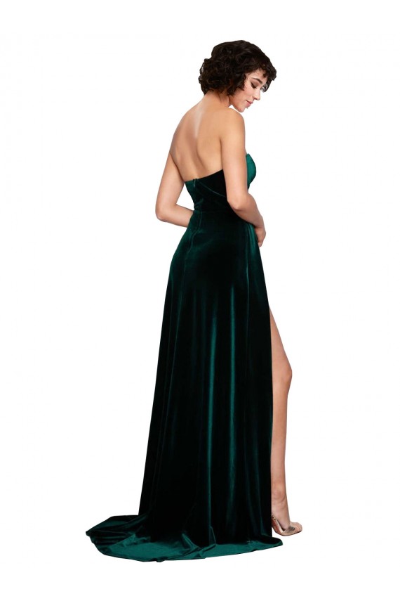 Discount Sleeveless Dark Green Low Back A-Line Sweetheart Prom Dress Canada