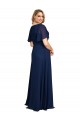Discount Short Flutter Sleeves Dark Navy A-Line V-Neck Plus Size Formal Prom Dress Canada