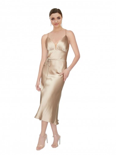 Discount Sleeveless A-Line V-Neck Silk like Satin Prom Dress Canada