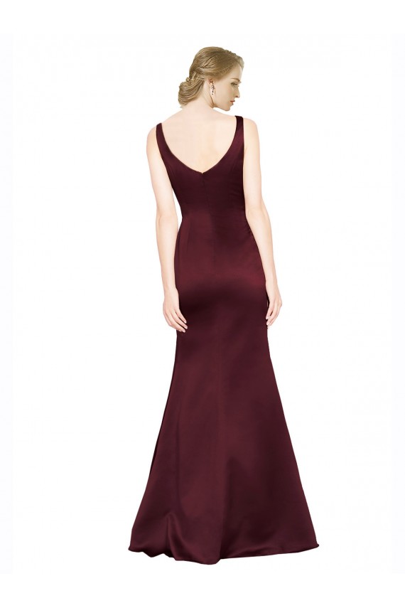 Discount Sleeveless Burgundy Low Back A-Line V-Neck Black Tie Prom Dress Canada