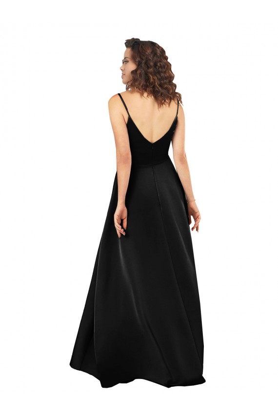 Discount Sleeveless Black Low Back A-Line V-Neck High Low Prom Dress Canada