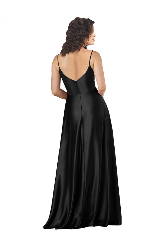 Discount Sleeveless Black Low Back A-Line V-Neck Prom Dress Canada