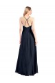 Discount Sleeveless Dark Navy Open Back A-Line V-Neck Soft Chiffon Prom Dress Canada