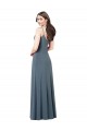 Discount Sleeveless Slate Grey Low Back A-Line V-Neck Prom Dress Canada