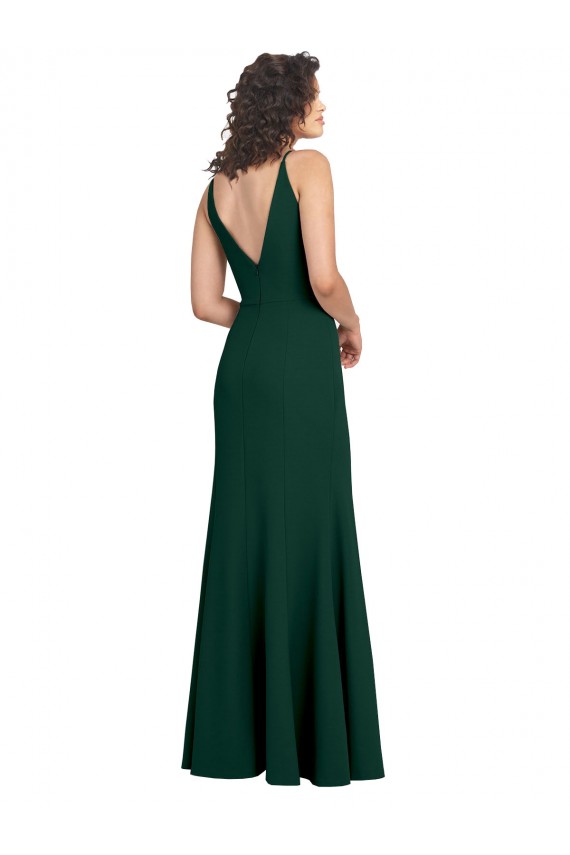 Discount Sleeveless Midnight Green V-Back A-Line V-Neck Prom Dress Canada