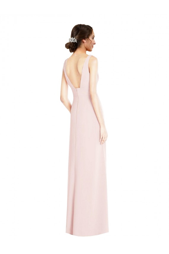 Discount Sleeveless Pink Low Back A-Line V-Neck Black Tie Prom Dress Canada