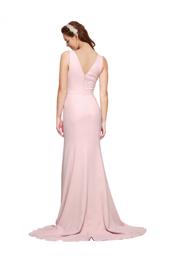 Discount Sleeveless Pink V-Back A-Line V-Neck Black Tie Prom Dress Canada