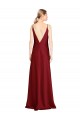 Discount Sleeveless Burgundy V-Back A-Line Stretch Satin V-Neck Black Tie Prom Dress Canada