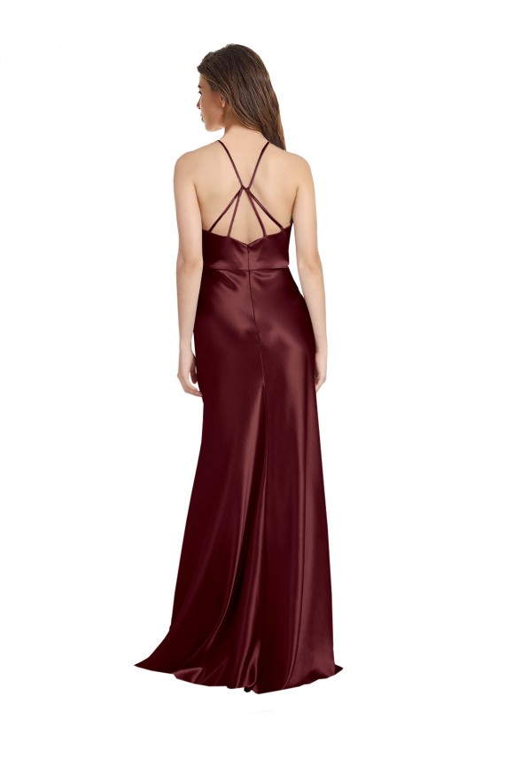 Discount Sleeveless Burgundy Gold A-Line Spaghetti Straps Prom Dress Canada