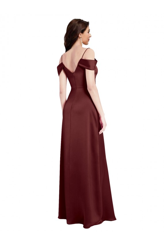 Discount Sleeveless Burgundy Gold A-Line Off the Shoulder Prom Dress Canada
