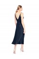 Discount Sleeveless Dark Navy V-Back A-Line Stretch Satin V-Neck Prom Dress Canada