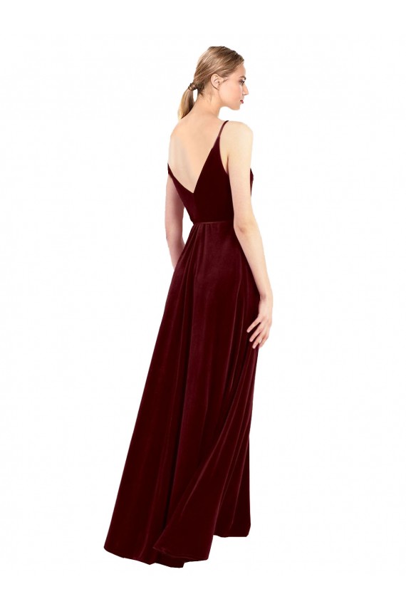 Discount Sleeveless Burgundy V-Back A-Line V-Neck Prom Dress Canada