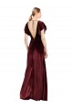 Discount Flutter Sleeves Burgundy Open Back A-Line V-Neck Prom Dress Canada