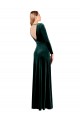 Discount Long Sleeves Dark Green Open Back A-Line V-Neck Black Tie Prom Dress Canada