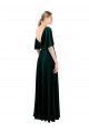 Discount Flutter Sleeves Dark Green V-Back A-Line V-Neck Prom Dress Canada