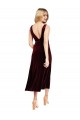 Discount Sleeveless Burgundy V-Back A-Line V-Neck Stretch Velvet Prom Dress Canada