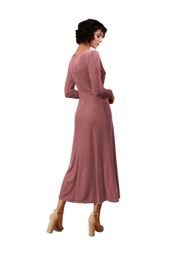 Discount Long Sleeves Cinnamon Rose A-Line V-Neck Black Tie Prom Dress Canada