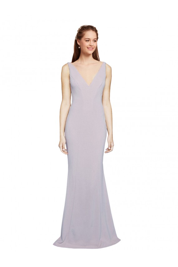 Discount Sleeveless Arctic Lilac Keyhole Back Mermaid V-Neck Prom Dress Canada